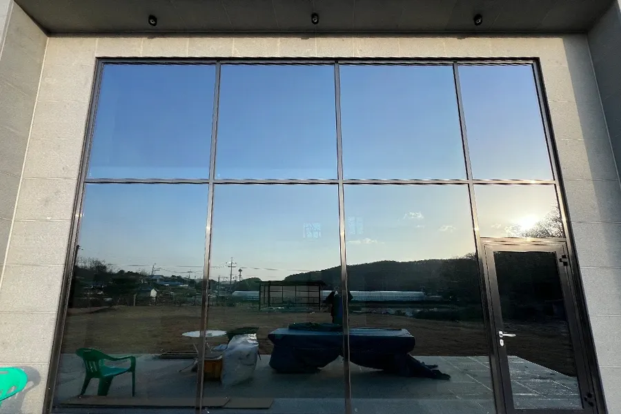 전원주택 외벽 대형 통유리 시공 전 사진